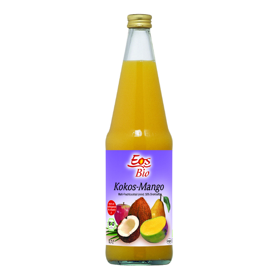 Фото №2 EOS BIO Напиток сокосодержащий пастеризованный с кокосом и манго, стеклянная бутылка 700 мл