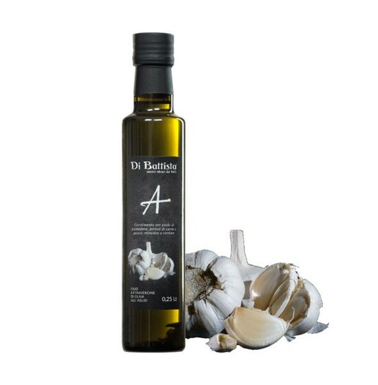 Фото №2 DI BATTISTA Оливковое масло первого, холодного отжима с чесноком, стеклянная бутылка 250 мл