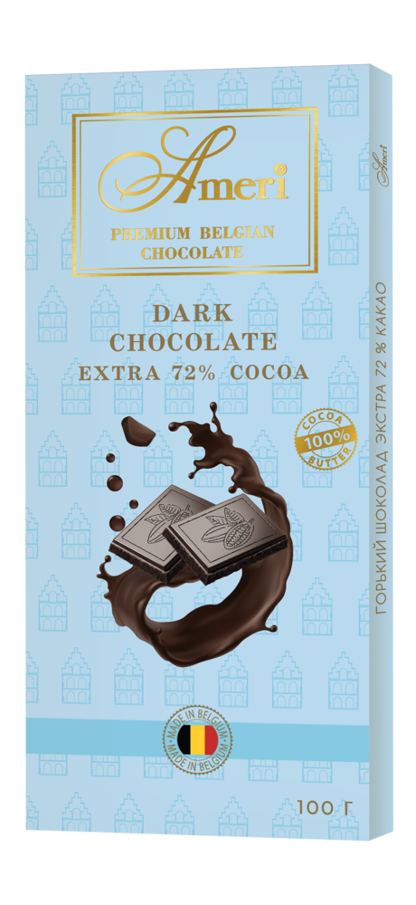 Фото №2 AMERI Экстра горький шоколад 72%, плитка 100гр