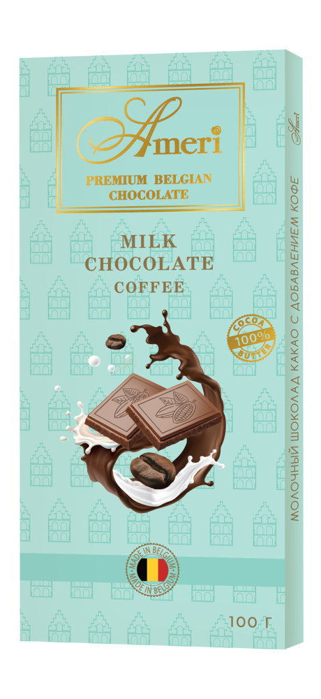 Фото №2 AMERI Молочный шоколад с добавлением кофе, плитка 100гр