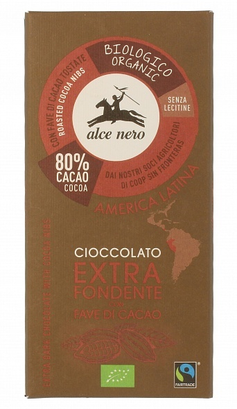 Фото №2 ALCE NERO Шоколад Горький с дроблеными зернами какао 100 г