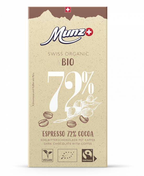 Фото №2 MUNZ Горький шоколад  72% какао с кофе 100г.