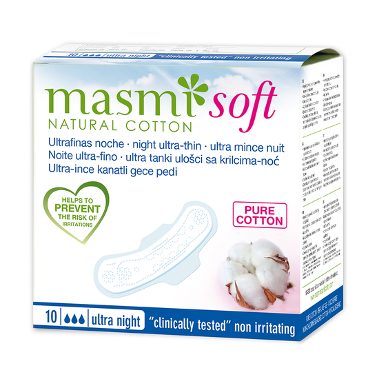 Фото №2 MASMI Ультратонкие ночные гигиенические прокладки Soft из натурального хлопка 10 шт.