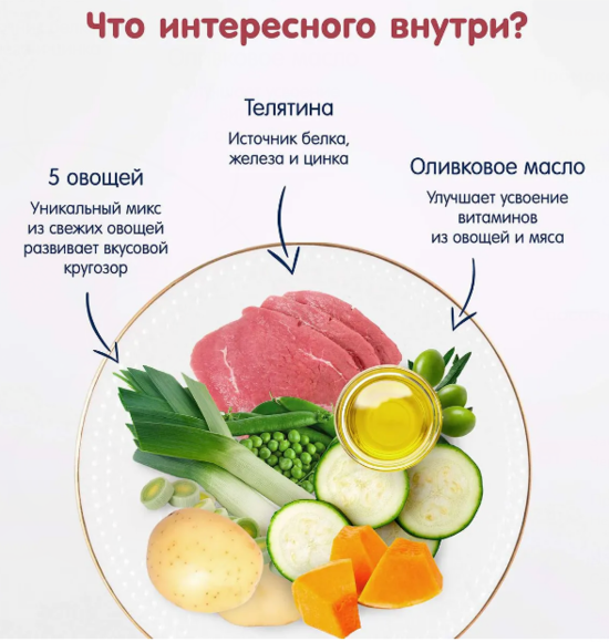Фото №5 ФЛЁР АЛЬПИН  Пюре овощи с телятиной и цельными злаками (пауч) с  8 мес. 100гр