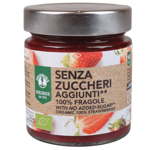Фото №2 PROBIOS 100% клубничное пюре без сахара, Gluten Free, 215 гр.