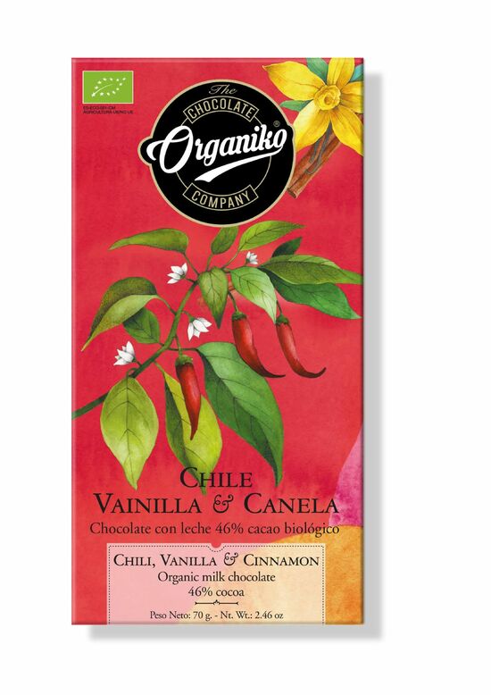 Фото №2 Organiko Молочный шоколад 46% какао с чили, ванилью и корицей 70 г