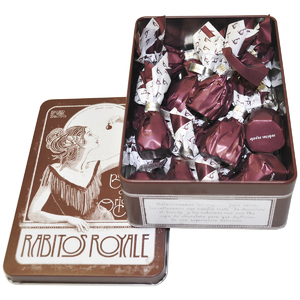 фото RABITOS Конфеты Инжир в тёмном шоколаде, начинка ганаш с бренди в метал.кор. Юбилейные  224 г, 14 конфет