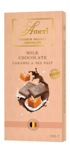 фото AMERI Молочный шоколад с кусочками карамели и морской солью, плитка 100гр