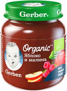 фото GERBER Органик пюре Яблоко-малина с 5 мес 125 г