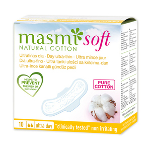 фото MASMI Ультратонкие дневные гигиенические прокладки Soft из натурального хлопка 10 шт.