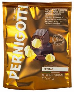 фото PERNIGOTTI Конфеты из молочного шоколада c пастой «Gianduia» и цельным фундуком «Pepitas» 117 г