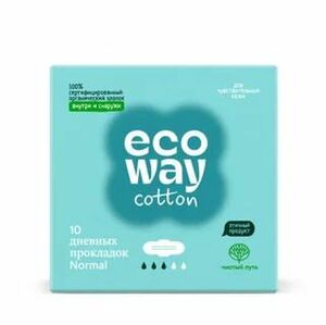 фото ECOWAY Дневные ультратонкие прокладки с крылышками cotton 3 капли, 10 шт.