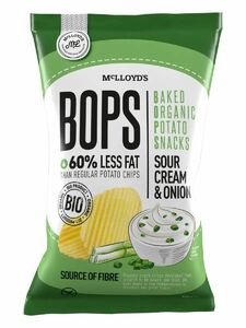 фото ORGANIQUE Запечённые картофельные снеки BOPS ORGANIC со сметаной и луком 85 г